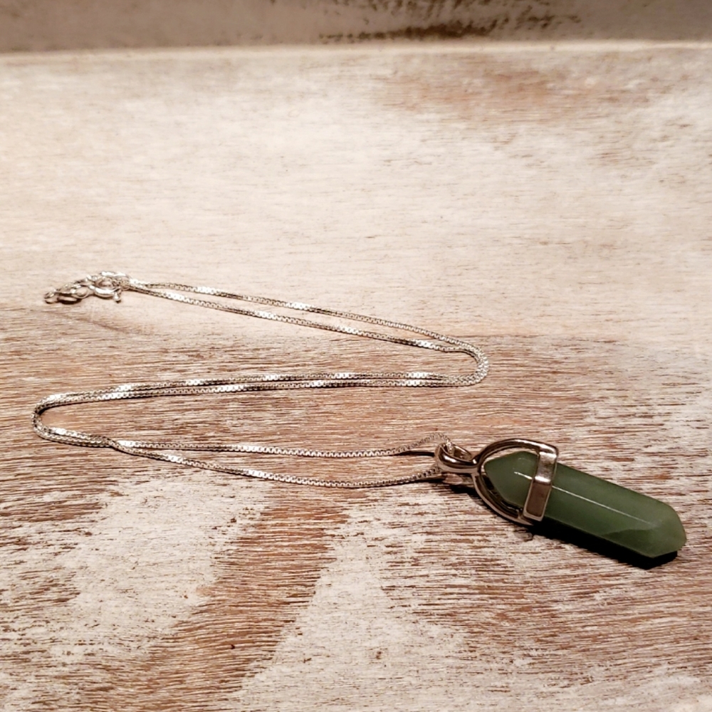 Real Jade Pendant with Sterling Silver Chain